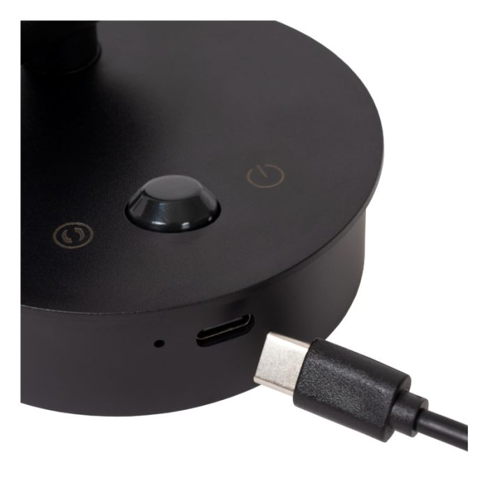 Black rechargeable wall light modern, Toni, 2W, 2700-4000K, with touch dimmer