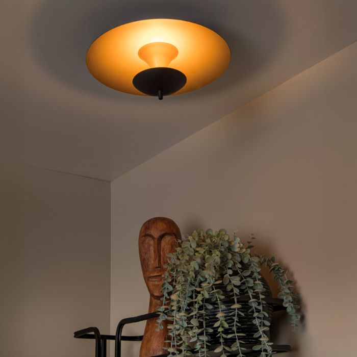 Golden flush ceiling light vintage, Vulcan, 9W, 3000K LED