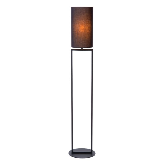 Black floor lamp rustic, Herman, with switch
