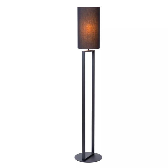Black floor lamp rustic, Herman, with switch
