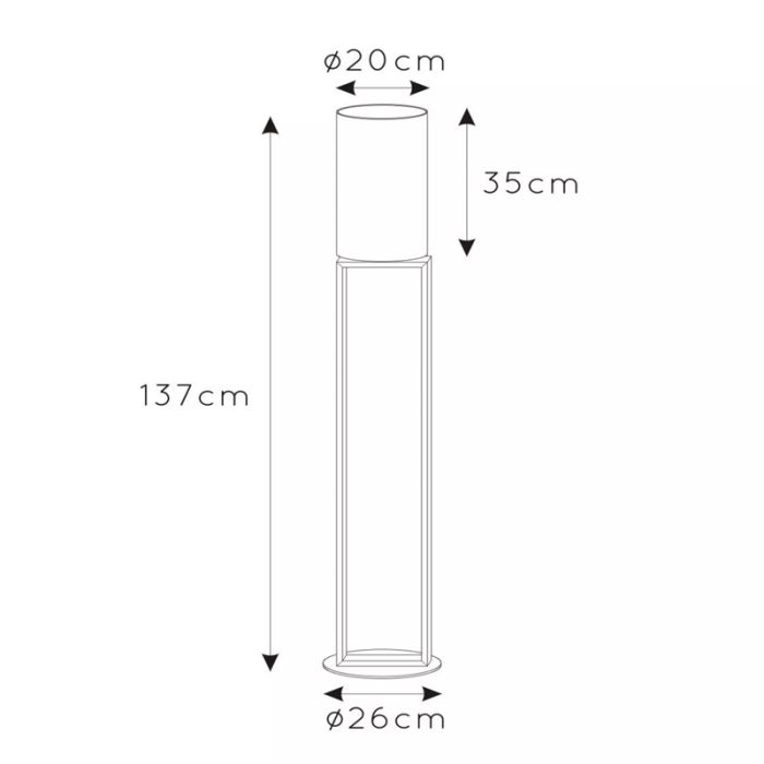 Black floor lamp rustic, Herman, with switch