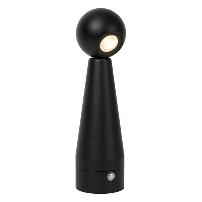Black rechargeable table lamp modern, Ipsos, 3W, dim to warm LED, with touch dimmer