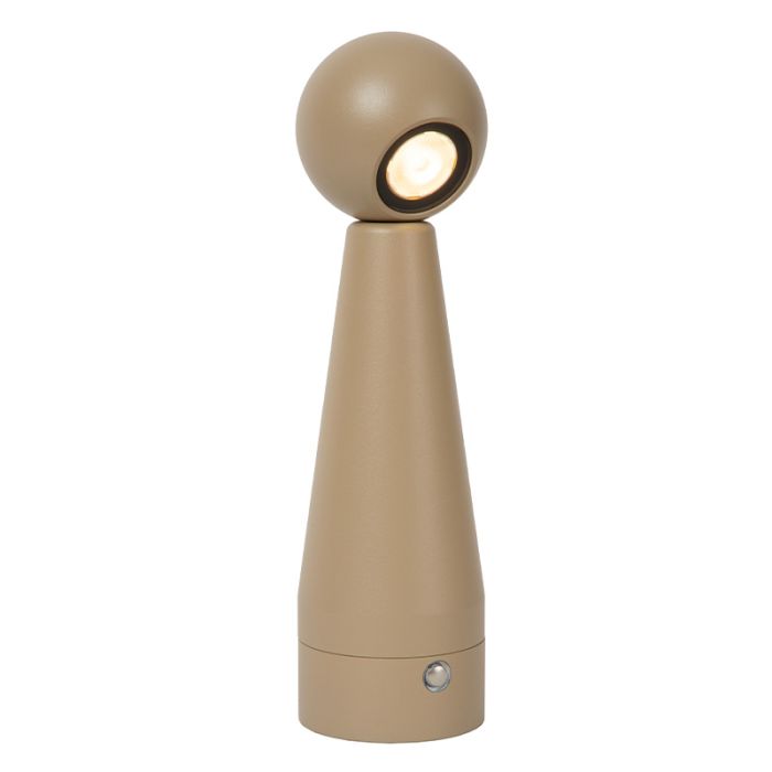 Taupe rechargeable table lamp modern, Ipsos, 3W, dim to warm LED, with touch dimmer