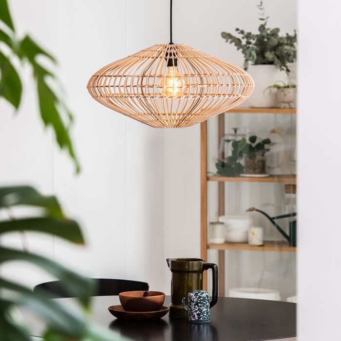 Wooden pendant light rustic, Magali
