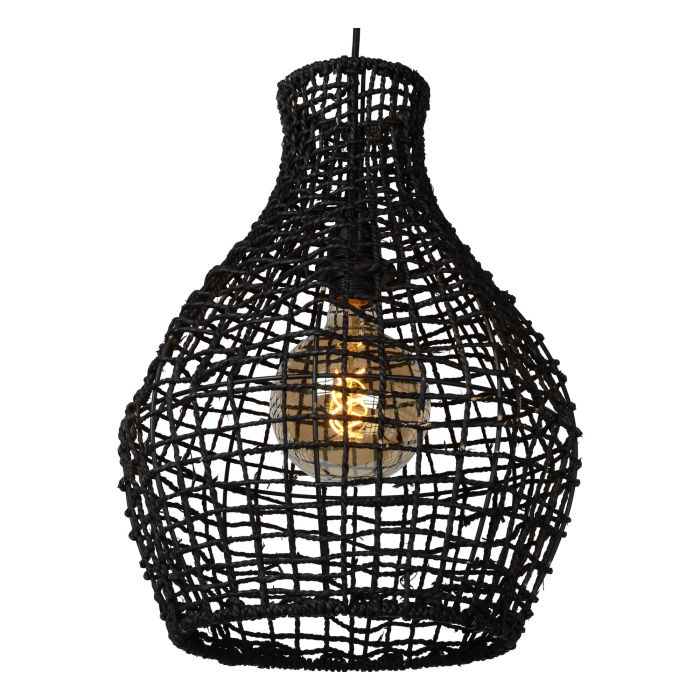 Black Pendant light Alban, Rattan, Country