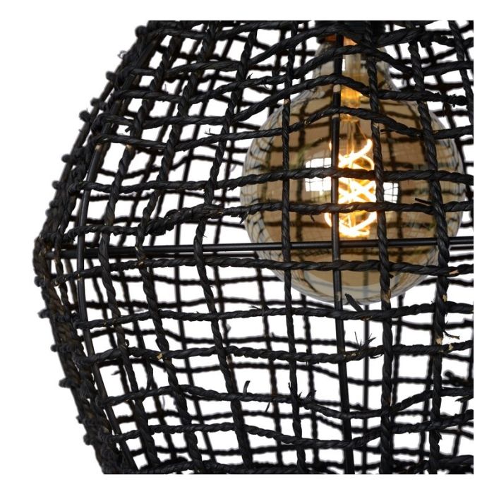 Black Pendant light Alban, Rattan, Country