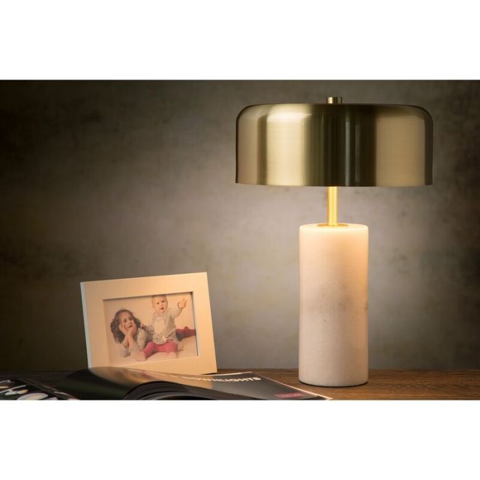 Marble table lamp gold, Mirasol, with switch