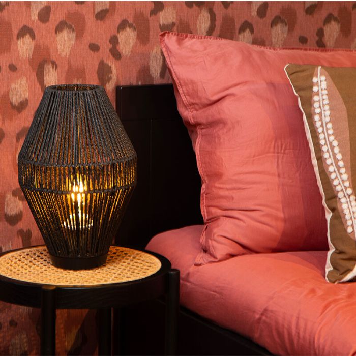 Black table lamp rustic, Cordulle, with switch