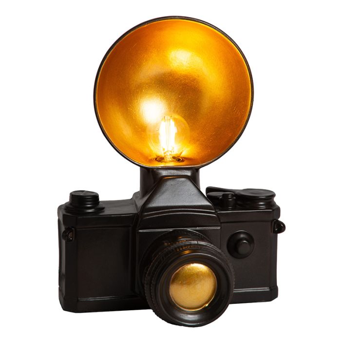 Black table lamp retro, Extravaganza Camera, with switch