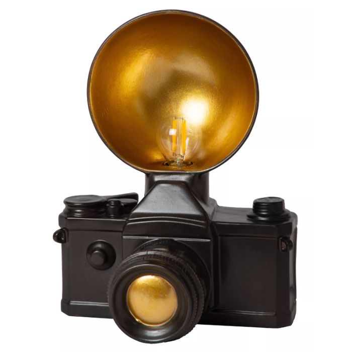 Black table lamp retro, Extravaganza Camera, with switch