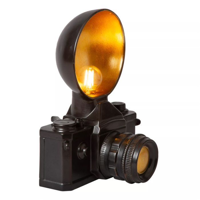 Black table lamp retro, Extravaganza Camera, with switch