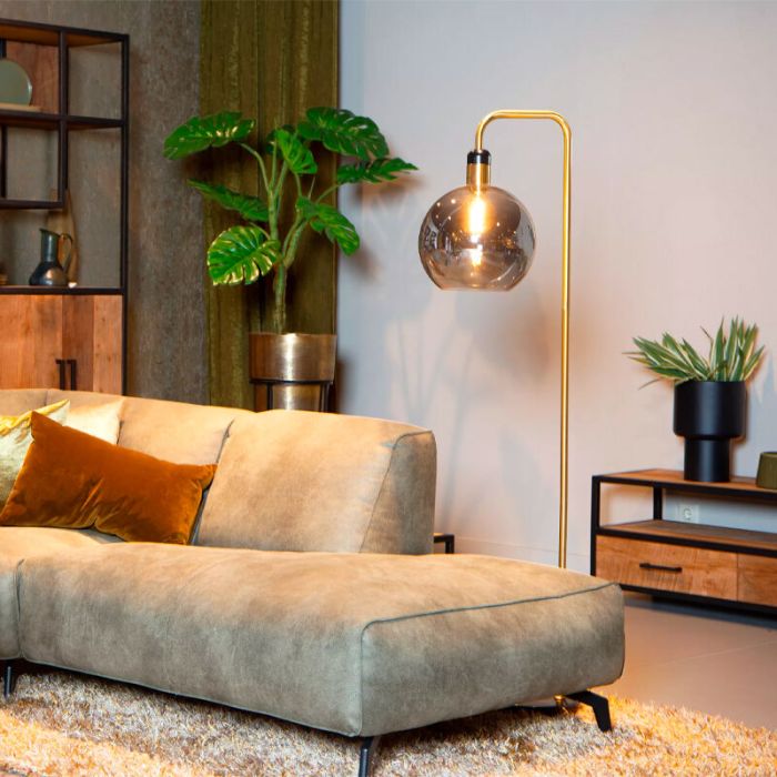 Grey floor lamp vintage, Julius, with switch