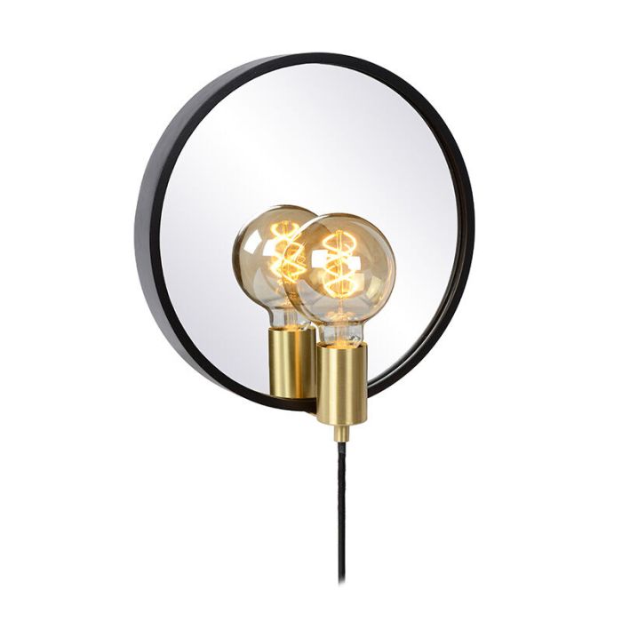 Black mirror lighting rustic, Reflex, with switch
