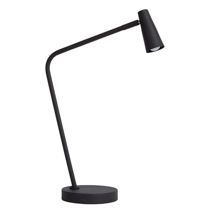 Black rechargeable table lamp modern, Stirling, 3W, 2700K LED, with touch dimmer