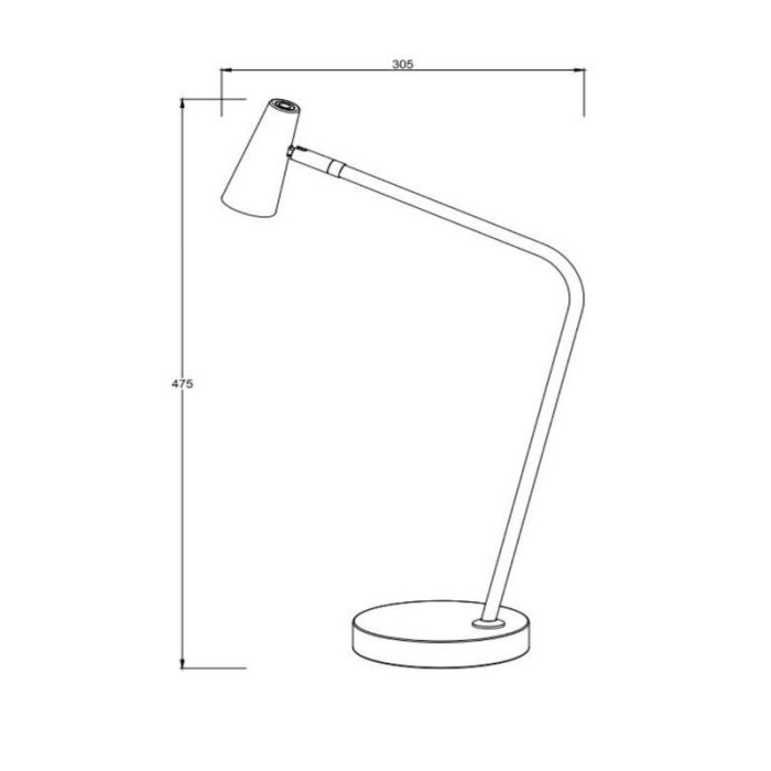 Black rechargeable table lamp modern, Stirling, 3W, 2700K LED, with touch dimmer