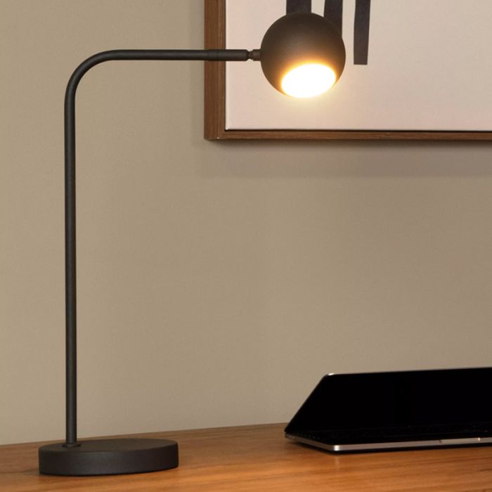 Black rechargeable table lamp modern, Comet, 3W, 2700K LED, with touch dimmer