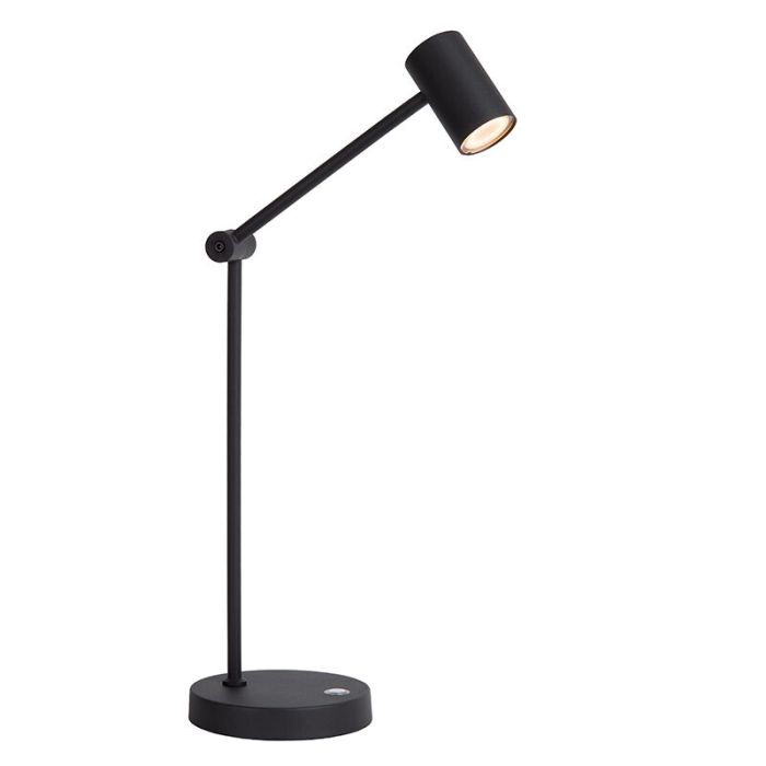Black rechargeable table lamp modern, Tipik, 3W, 2700K LED, with touch dimmer