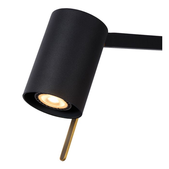 Black reading floor lamp modern, Lesley, with switch