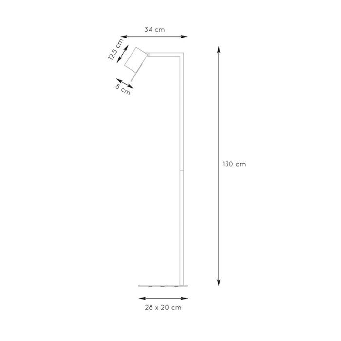 Black reading floor lamp modern, Lesley, with switch
