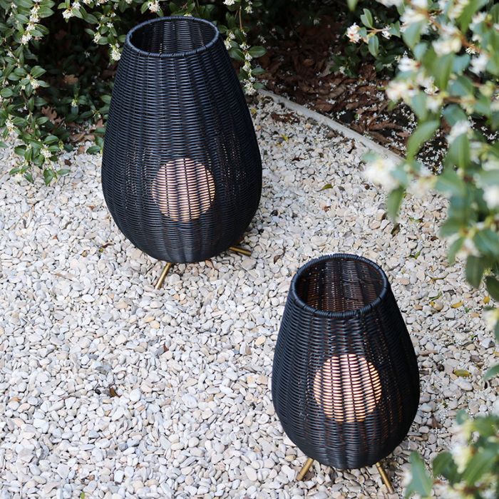 Black outdoor table lamp rustic, Colin, 3W, 3000K LED, IP44, 3-step dimmable