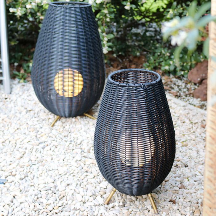 Black outdoor table lamp rustic, Colin, 3W, 3000K LED, IP44, 3-step dimmable