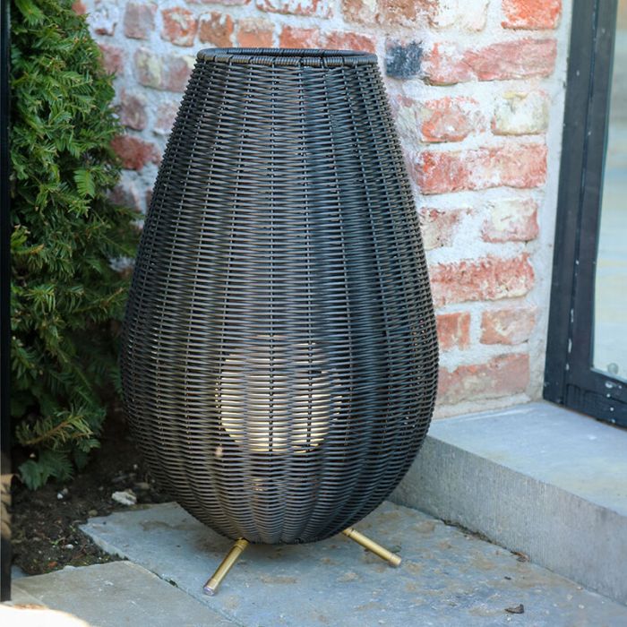 Black outdoor table lamp rustic, Colin, 3W, 3000K LED, IP44, 3-step dimmable