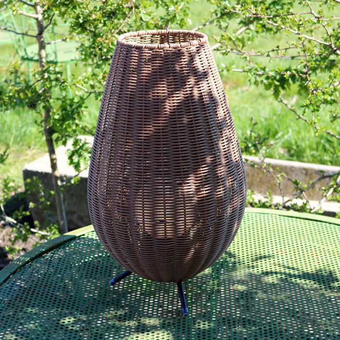 Brown outdoor table lamp rustic, Colin, 3W, 3000K LED, IP44, 3-step dimmable
