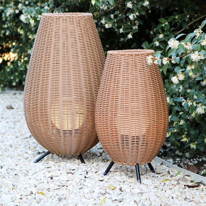 Brown outdoor table lamp rustic, Colin, 3W, 3000K LED, IP44, 3-step dimmable
