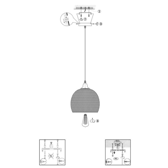 Black pendant light retro, Mesh