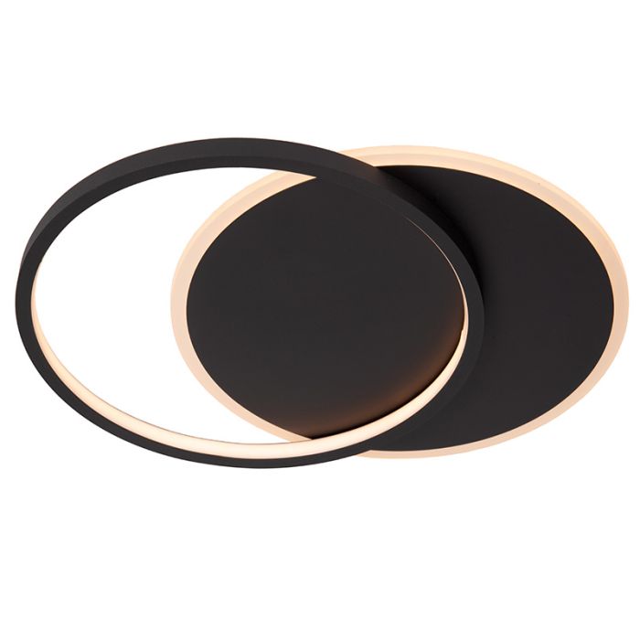 Black flush ceiling light modern, Axelle, 24W, 2700K LED, 3-step dimmable