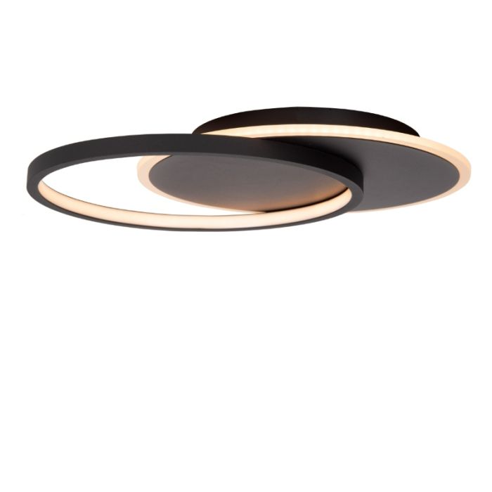 Black flush ceiling light modern, Axelle, 24W, 2700K LED, 3-step dimmable