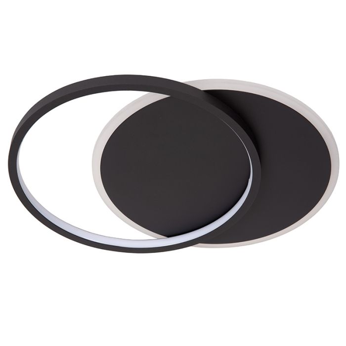 Black flush ceiling light modern, Axelle, 24W, 2700K LED, 3-step dimmable