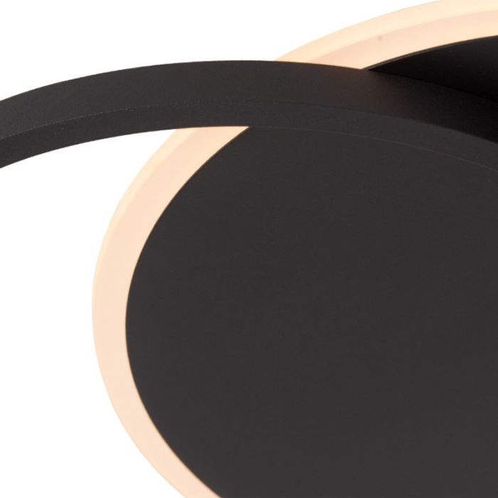 Black flush ceiling light modern, Axelle, 24W, 2700K LED, 3-step dimmable