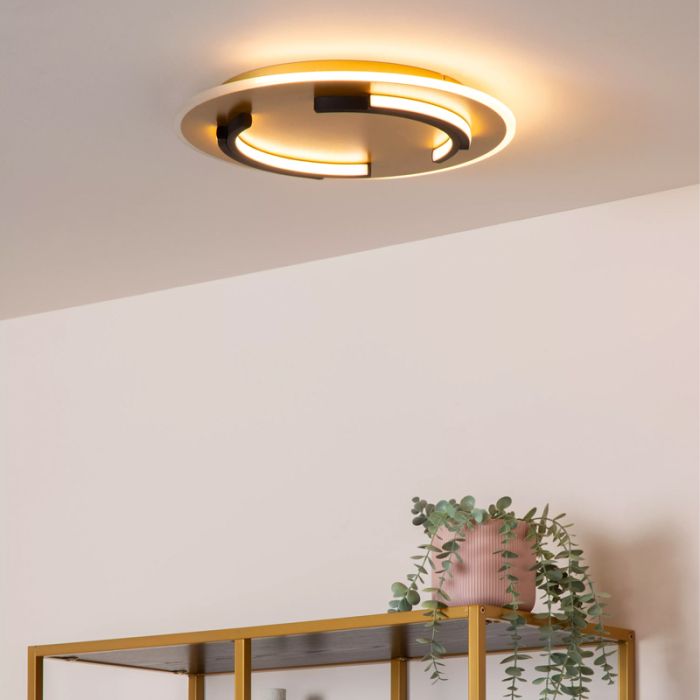 Golden flush ceiling light modern, Andreas, 30W, 2700K LED
