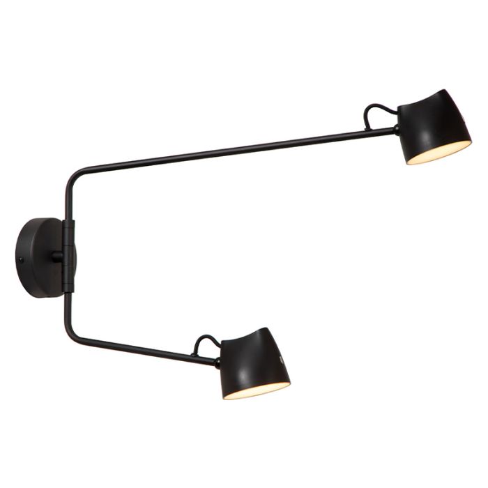 Black rechargeable wall light rustic, Milne, 6W, 2700K LED, with touch dimmer