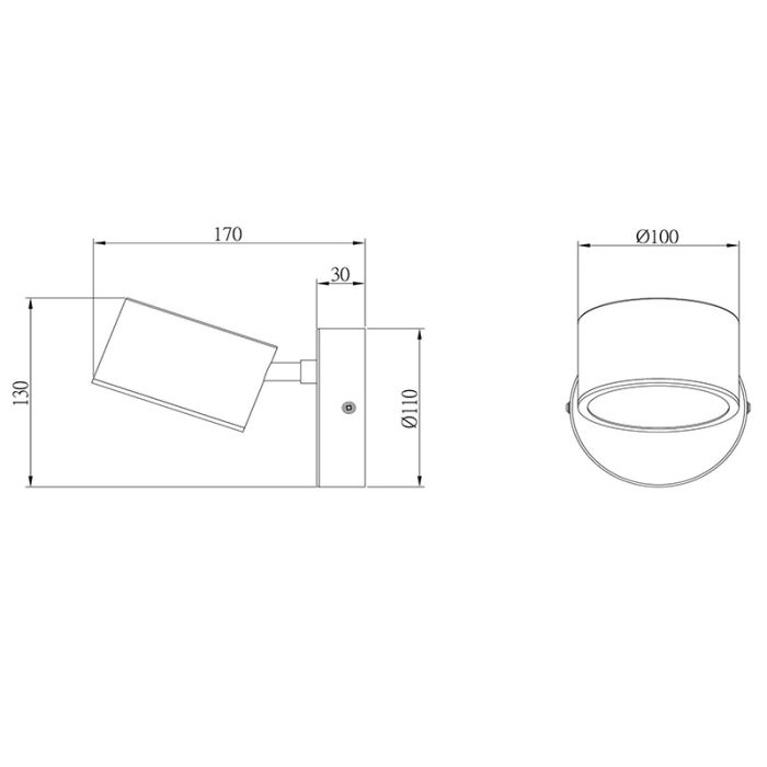 Taupe wall light modern, Gian, 9W, 2700K LED