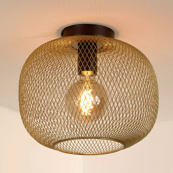 Golden flush ceiling light vintage, Mesh