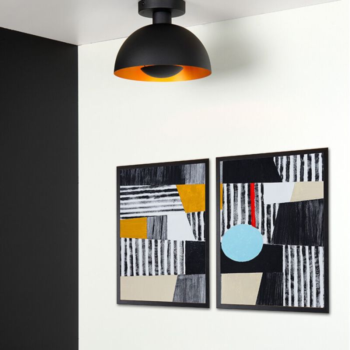 Black flush ceiling light modern, Siemon