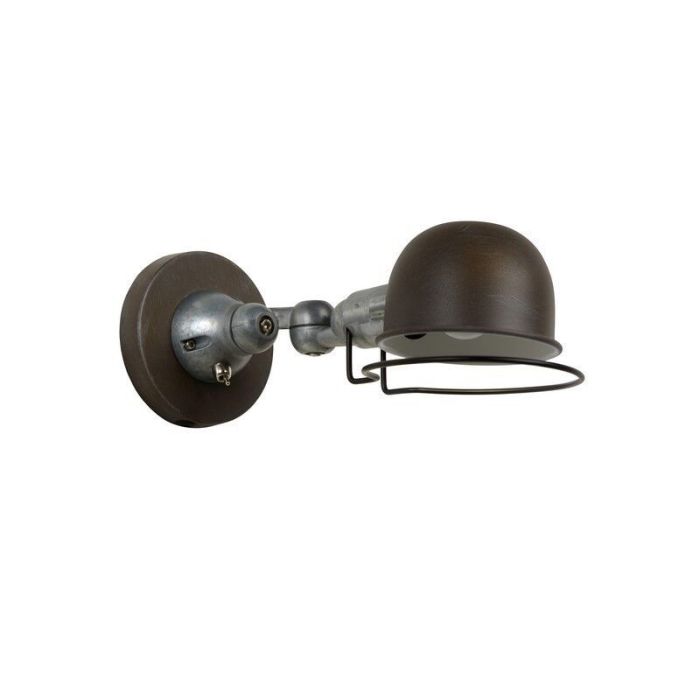 Rust Coloured wall light industrial, Honore, with switch