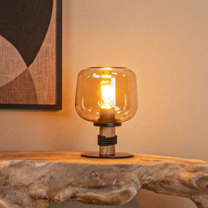 Amber table lamp retro, Ilona, with switch