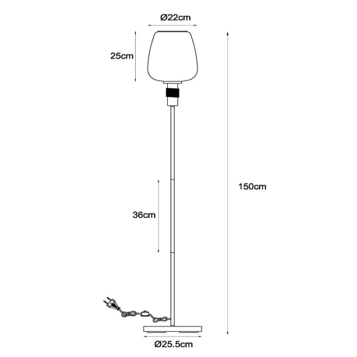 Amber floor lamp retro, Ilona, with switch