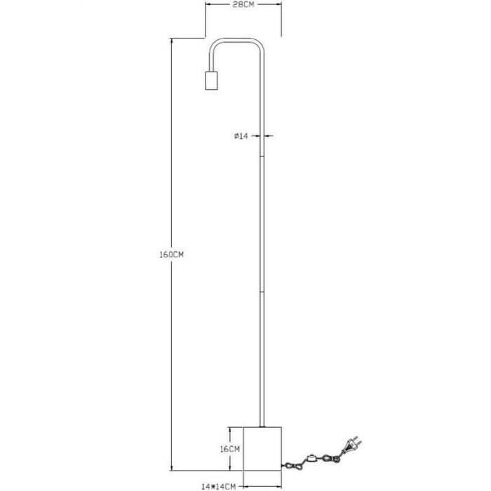 Black floor lamp modern, Lorin, with switch