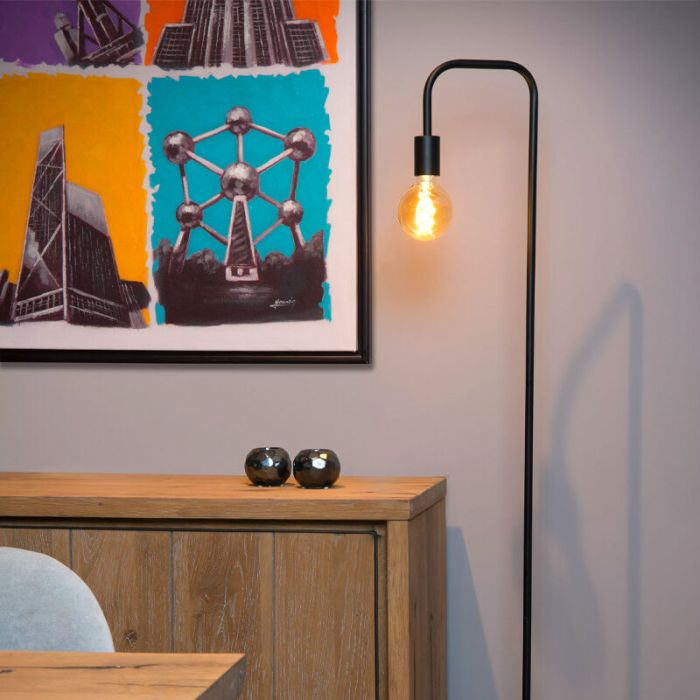 Black floor lamp modern, Lorin, with switch