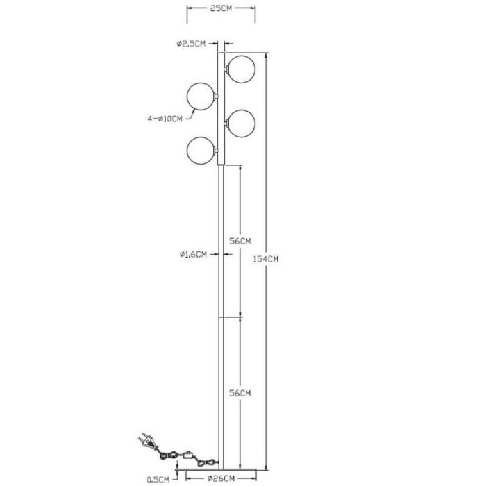 Green floor lamp retro, Tycho, with switch
