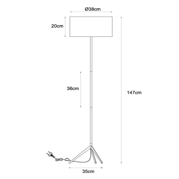 Black floor lamp modern, Tondo, with switch
