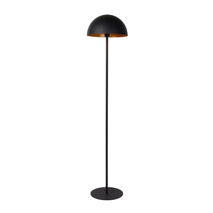 Black floor lamp modern, Siemon, with switch