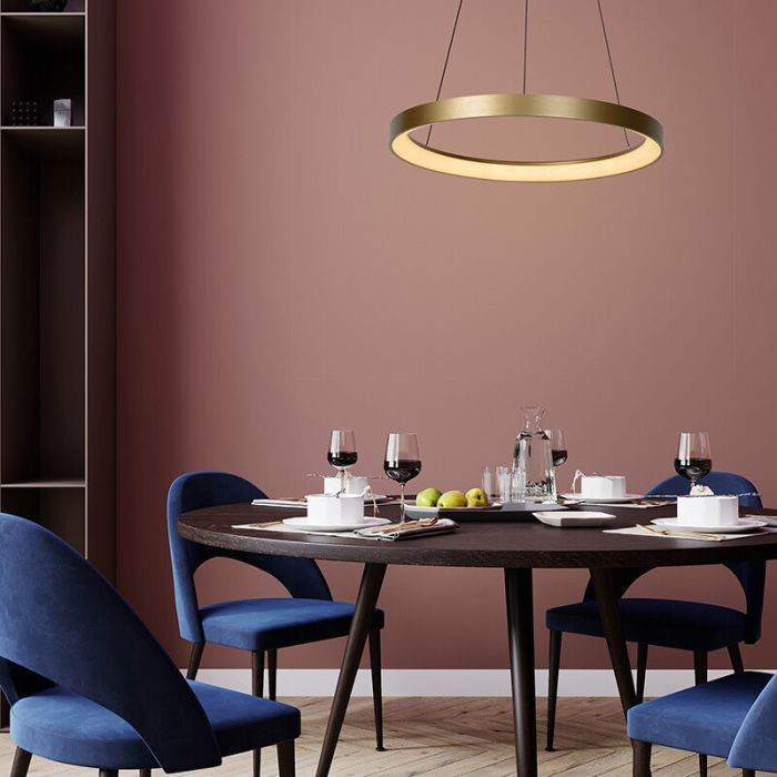 Brass pendant light modern, Vidal, 48W, 2700K LED