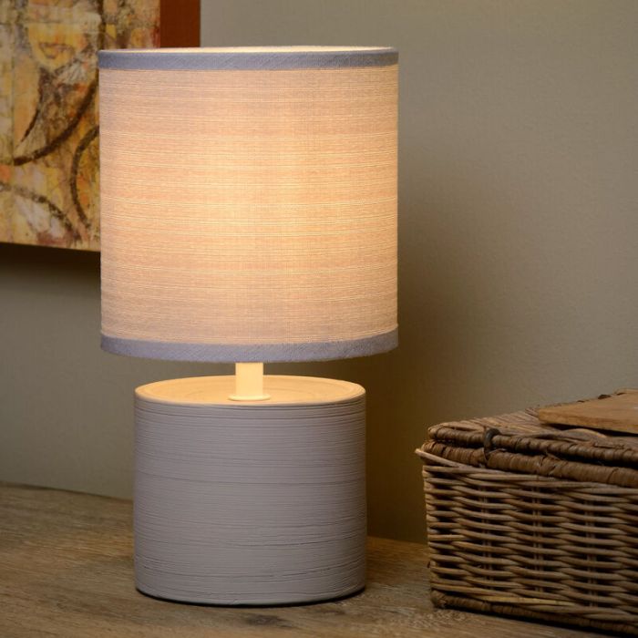 Ceramic table lamp grey, Greasby, with switch