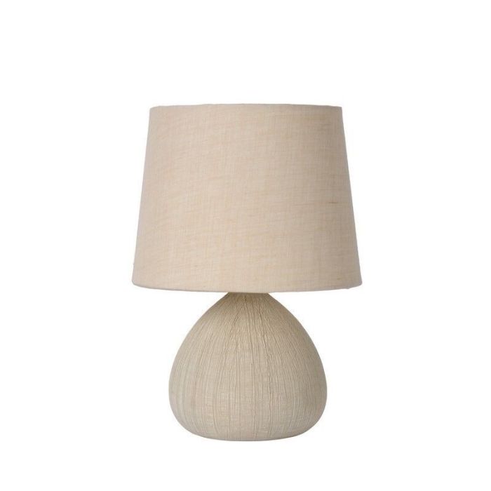 Ceramic table lamp beige, Ramzi, with switch
