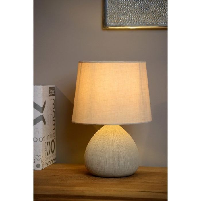 Ceramic table lamp beige, Ramzi, with switch